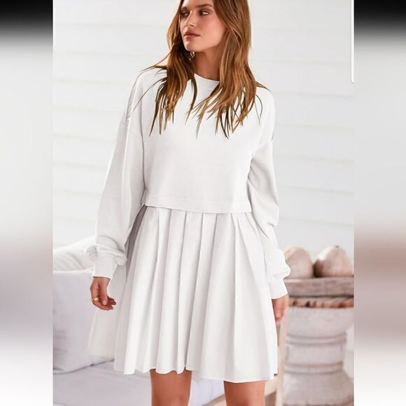 Womens Casual Oversized Sweatshirt Dress Crewneck Long Sleeve Loose Pullover NEW - Picture 9 of 13